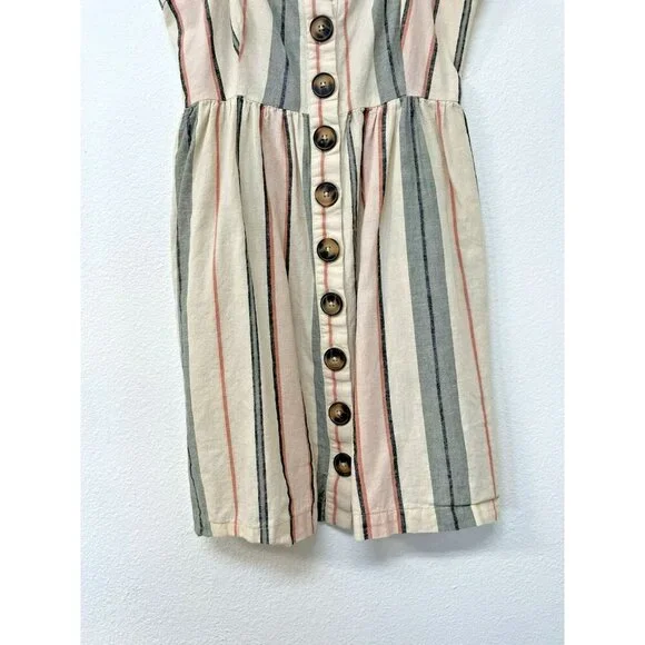 Shyanne Womens Sm Western Sundress Mini Linen Adjustable Straps Button Down - Picture 5 of 16